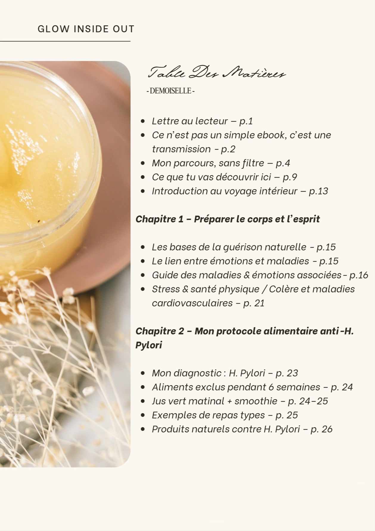 FR - Glow Inside Out - Guide holistique : guérison naturelle, peau, santé naturelle & énergie